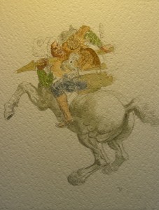 Aquarell Schlacht von Anghiari Leonardo